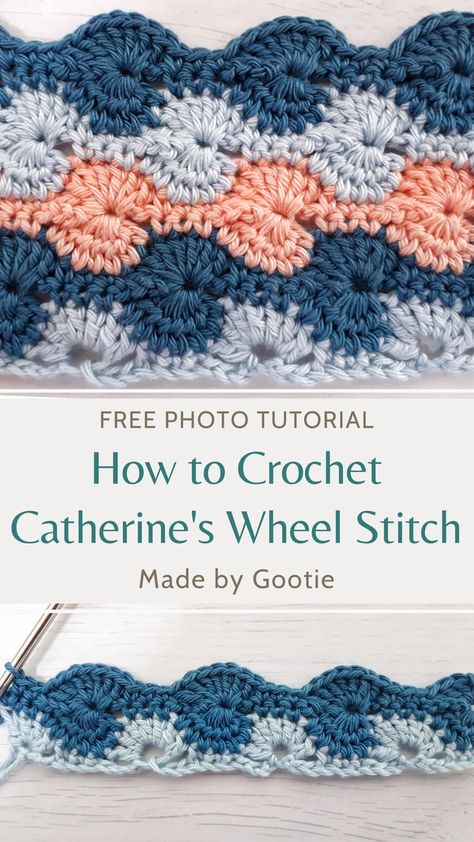 Easy to follow photo tutorial, learn how to crochet the Catherine wheel stitch. Beautiful and elegant, the Catherine’s Wheel Crochet Stitch is a lovely stitch that creates a solid and reversible crochet fabric with a beautiful texture. This stitch is great for blankets, bags, and purses. #catherinewheelcrochet #crochetcatherine'swheelstitch Wheel Crochet, Reversible Crochet, Catherine Wheel, Crochet Hack, Crochet Stitches Diagram, Crochet Stitches Free, Crocheting Projects, Chunky Knitting, Crochet Blanket Pattern