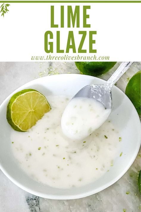 Key Lime Icing, Key Lime Sauce, Easy Glaze Recipe, Key Lime Glaze, Cinnamon Roll Glaze, Lime Glaze, Fast Easy Desserts, Dairy Free Frosting, Cookie Glaze