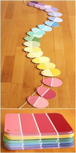 Diy – Velikonoce, Paint Chip Crafts, Easter Egg Garland, Kerajinan Diy, Easter Garland, Paint Chip, Easter Crafts Diy, Easter Time, Spring Holidays