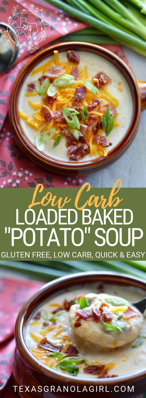 Soup And Salad Combo, Potato Baked, Low Carb Life, Loaded Baked Potato Soup, Loaded Baked Potato, Baked Potato Soup, Keto Soup, Loaded Baked Potatoes, Low Carb Soup