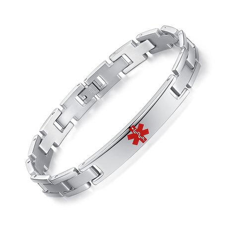 PRICES MAY VARY. Stylish and Durable: This medical alert bracelet is made of sturdy stainless steel with a shiny polished finish and a classic links design. It is suitable for both men and women, with a 10mm width that is comfortable to wear. The bracelet is nickel-free, lead-free, waterproof, and highly durable, ensuring long-lasting quality. Clear Engraving: The bracelet features a red enamel medical ID symbol in the center of the plate, prompting medical professionals to quickly identify and Emergency Alert, Medical Alert Bracelet, Stainless Bracelet, Medical Id Bracelets, Medic Alert Bracelets, Medical Bracelet, Id Wallet, Medical Alert, Stainless Steel Polish