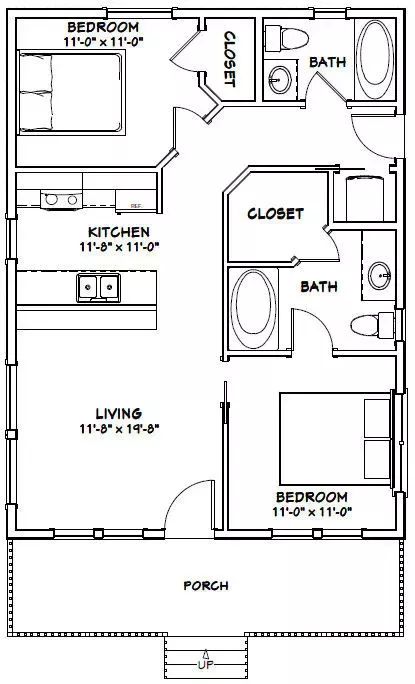 Building size: 24'-0" wide, 40'-6" deep (including porch). Floor / Ceiling Framing Plan. You are purchasing the PDF file for this plan. Print it out whenever you like. Roof Framing Plan. An estimated materials list for the doors, windows, and general wood framing only, also in PDF format.. #tinyhouseblueprints #smallhomedesign 2 Bedroom 900 Sq Ft House Plans, 28x36 House Plans Layout, Loft Conversion Ideas Layout Floor Plans 2 Bedrooms, 800 Sq Ft House Plans Open Floor 2 Bedroom, 900sqft House Plans 2 Bedroom, Two Bedroom Tiny House Floorplan, Small 2 Bedroom Apartment Layout, 2 Bedroom Shed House Plans, Tiny House Barndominium