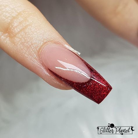 Loose Nail Glitter | Ruby Red Red Sparkle Nails, Ruby Nails, Nail Application, Valentines Nail, Red Nails Glitter, Metallic Nail, Red Acrylic Nails, Nail Art Glitter, Modern Nails