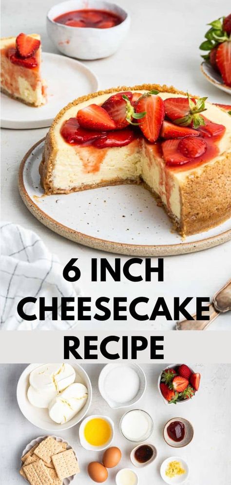 6 Inch Cheesecake, Small Cheesecake Recipe, Instant Pot Cheesecake Recipes, Cheesecake Recipe No Water Bath, 6 Inch Cheesecake Recipe, Small Cheesecakes, Instant Pot Cheesecake, Cheescake Recipe, Small Batch Baking