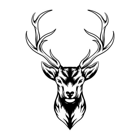 Deer Head Tattoo, Hirsch Silhouette, Antler Design, Deer Tattoo, Buck Deer, Deer Silhouette, Stag Head, Head Tattoos, Deer Head