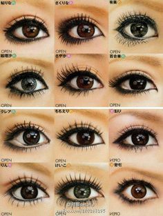 Several different makeup looks for Asian eyes..Beautiful! Tracy <3 Teknik Makeup, Gyaru Makeup, Eyeliner Styles, Swag Makeup, Japanese Makeup, Smink Inspiration, Circle Lenses, Asian Eye Makeup, Asian Eyes