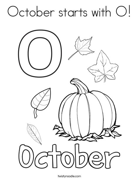 October starts with O Coloring Page - Twisty Noodle Kindergarten Trace Worksheets, October Worksheets Kindergarten, Months Kindergarten, Fall Worksheets For Kindergarten, October Worksheets, P Is For Pumpkin, October Coloring Pages, Morning Binder, Fall Worksheets