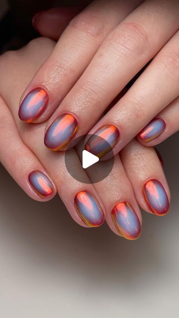 Easy Chrome Nails, How To Do Aura Nails Tutorial, How To Aura Nails, Diy Aura Nails, Airbrush Art Nails, Aurora Chrome Nails, Aura Nails Tutorial, Airbrush Nail Designs, Airbrushed Nails