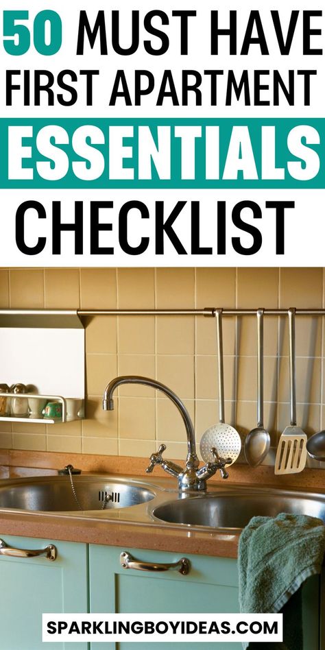 Moving into first apartment? Don't worry, we've got you our ultimate first apartment checklist! From essential furniture and kitchen items to decor and cleaning supplies, this comprehensive first time apartment checklist has everything. Discover helpful first apartment hacks and new apartment essentials. Get inspired with apartment decorating ideas and a new home checklist to personalize your home. Start your apartment life with confidence and make your new place feel like home. Kitchen Needs For First Apartment, Apartment Necessities List, First Time Apartment Checklist, First Apartment List, Essentials First Apartment, First House Essentials, First Time Apartment, Moving Into First Apartment, Apartment Checklist Essentials