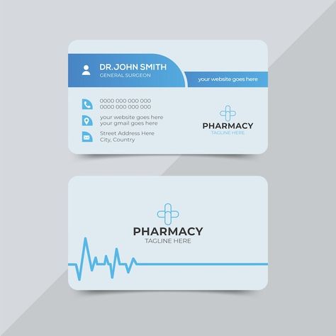 Professional medical business card desig... | Premium Vector #Freepik #vector #medical-clinic #medical-center #health-center #hospital Pharmacy Visiting Card Design, Doctor Business Cards, Medical Business Card, Medical Card, Medical Business, Pharmacy Design, Visiting Card Design, Letterhead Design, Health Center