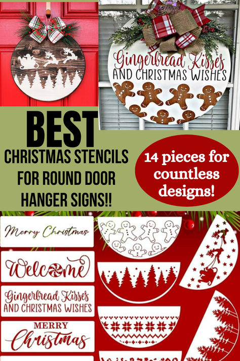 Door Hangers Christmas Diy, Cricut Christmas Door Signs, Door Hangers Diy Christmas, Cricut Door Hanger Diy, Round Wooden Door Hangers Diy Christmas, Vintage Christmas Door Hanger, Easy Diy Christmas Door Hangers, Winter Door Signs Diy, Round Christmas Door Hanger Diy