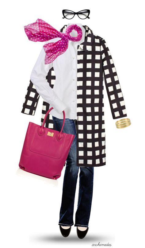 "Kate Spade" Kate Spade Coat, Hot Pink Outfit, Kate Spade Inspired, Winter Typ, Cocoon Coat, Winter Mode, White Hot, Pink Outfit, Oxford Shirt