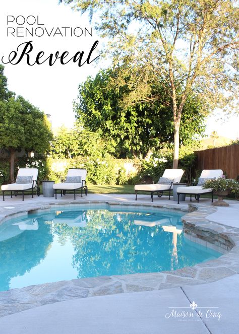 Backyard & Pool Design and Remodel - The Reveal! Gorgeous European style yard and pool renovation!---> #maisondecinq frenchcountry countryfrench europeancountry europeanfarmhouse frenchfarmhouse pool poolrenovation pooldesign backyardrenovation hardscape flagstone poolremodel backyard exteriors patio exteriordesign Casa Rock, Country Pool, Backyard Landscapes, French Inspired Decor, Backyard Pool Design, Inspiring Outdoor Spaces, French Farmhouse Style, Pool Renovation, Pool Remodel