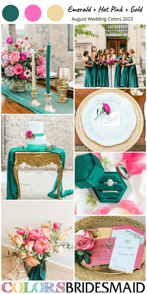 Wedding Candle Decor, August Wedding Colors, Emerald Wedding Colors, Wedding Color Schemes Summer, Choosing Wedding Colors, Wedding Theme Color Schemes, Wedding Color Palette Summer, Wedding Color Palettes, Pink Wedding Colors