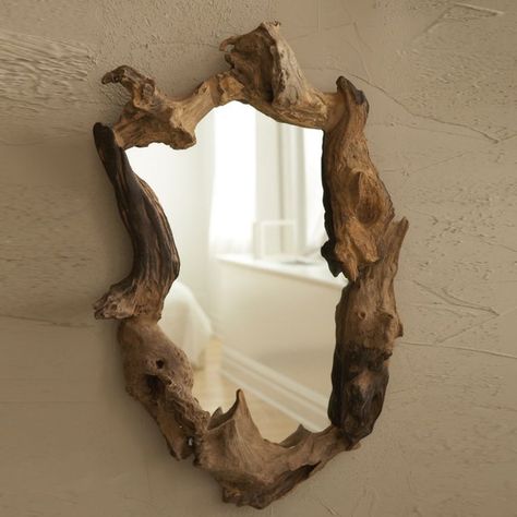 Wooden Root Mirror – $233 | This ones expensive -- Make one yourself! #MakeSomething #DIY Driftwood Mirror, Driftwood Projects, Chair Designs, Driftwood Crafts, Have Inspiration, Wooden Mirror, Wood Mirror, Driftwood Art, A Mirror