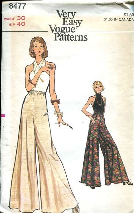 Vogue Patterns Sewing, Vintage Pants Pattern, Easy Dresses To Sew, Sewing Pattern Trousers, Sewing Pattern Pants, Sewing Patterns Vintage, 40s Mode, 70s Vogue, Pattern Trousers