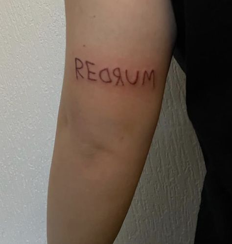 Saw Trap Tattoo, Minimalist Horror Tattoo, Scary Small Tattoos, Goth Patchwork Tattoo Ideas, Horror Patchwork Tattoo, Blood Tattoo Ideas, Matching Horror Tattoos, Sui̇ci̇deboys Tattoos, Redrum Tattoo