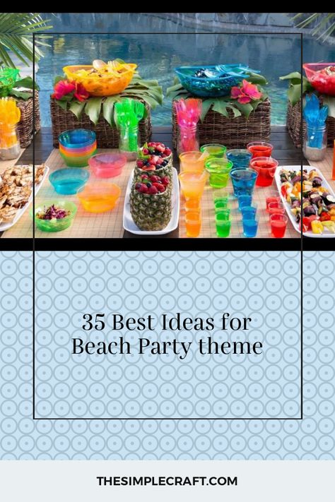 40 Beach Birthday, Beach Theme Party Favors For Adults, Beach I’m 40 Party, Indoor Beach Party Ideas For Adults, Miami Beach Theme Party, Beach Retirement Party Ideas, Beach Themed Birthday Party For Adults, Retirement Party Beach Theme, 21st Birthday Beach Theme