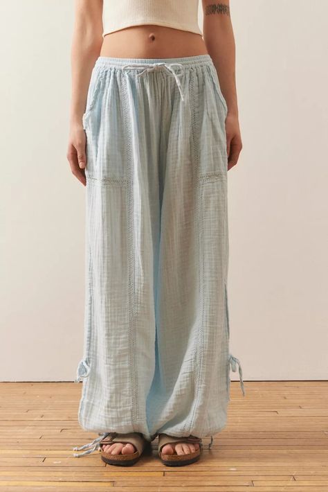 Out From Under Mila Gauze Jogger Pant | Urban Outfitters Gauze Pants Outfit, Urban Outfitters Clothes, Boho Pants, Dress Up Dolls, Flowy Pants, Preppy Outfits, Dream Clothes, Lounge Pants, Sorority