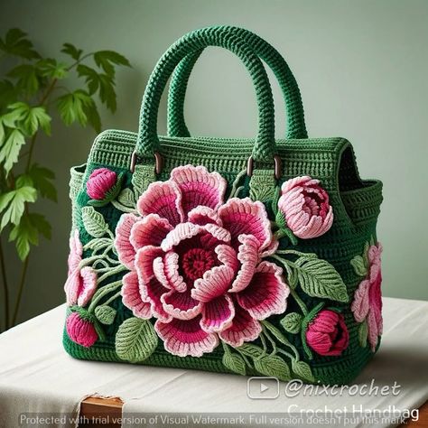 Crochet projects-crochetting crocheters Purse Ideas, Crochet Disney, Crochet Bag Tutorials, Crochet Bag Pattern Free, Crochet Design Pattern, Crochet Handbags Patterns, Embroidery Bags, Crochet Purse Patterns, Crochet Flower Tutorial