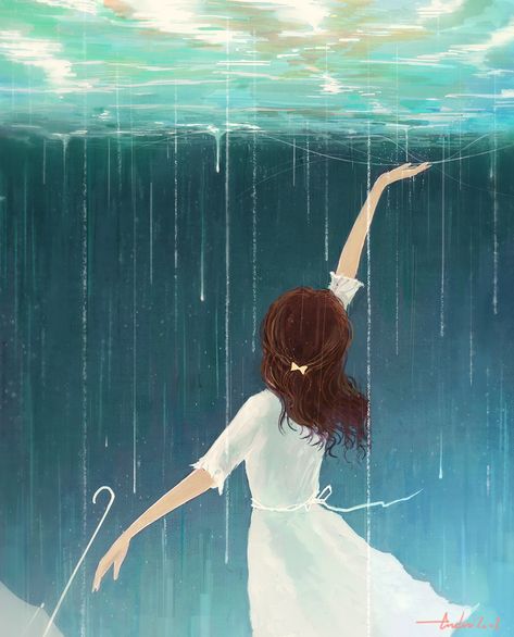 2017.08~2018.02 on Behance Rain Illustration, Girl In Rain, Rain Painting, Rain Art, Love Rain, Illustration Art Girl, Arte Inspo, Dreamy Art, Jolie Photo