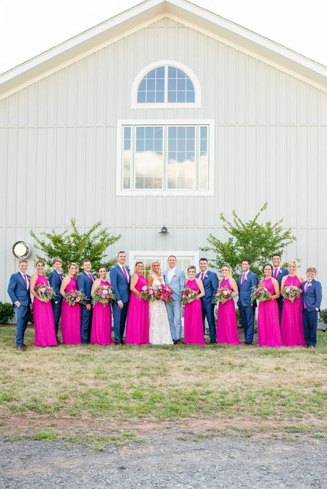 Hot Pink And Champagne Wedding, Fuschia Wedding Color Schemes, Fushia Wedding Color Schemes, Fuchsia Wedding Colors, Hot Pink Wedding Colors, Golf Themed Wedding, Fuschia Bridesmaid Dresses, August Wedding Colors, Fuchsia Bridesmaid Dresses