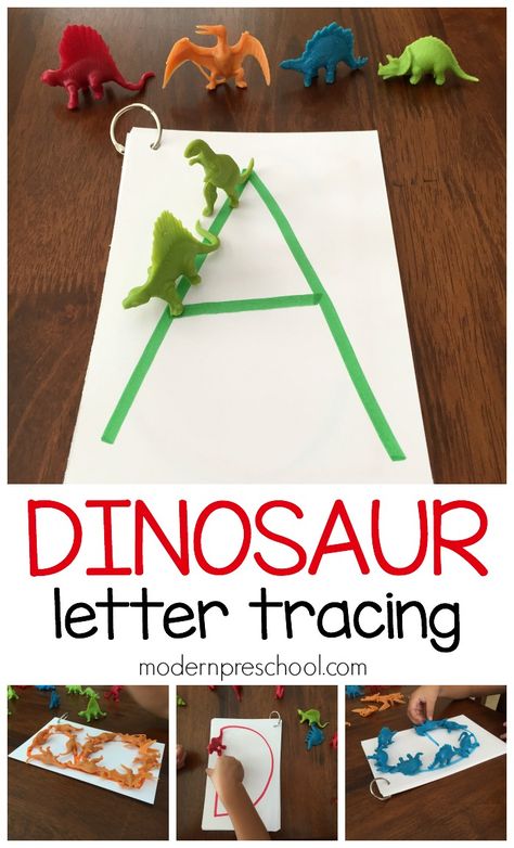 Practice letter formation and recognition! Dinosaur letter matching busy bag activity for preschoolers and kindergarteners from Modern Preschool! Dinosaurs Preschool Activities Literacy, Dinosaur Abc, Tracing For Preschoolers, Modern Preschool, Dinosaur Lesson, Phonics Learning, Dinosaur Theme Preschool, Dinosaur Activities Preschool, Letter Practice