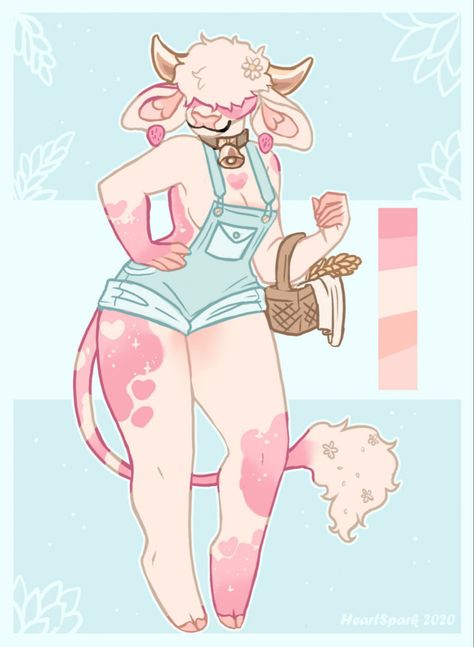 Cow Oc, Strawberry Milk Cow, Oc Stuff, The Big City, Cow Art, Milk Cow, Strawberry Milk, The Cafe, Drawing Inspo