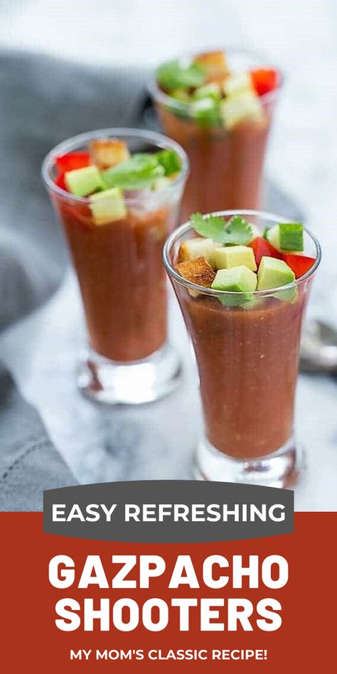 Gazpacho Shooters, Spanish Gazpacho, Summer Soup Recipes, Paella Party, Traditional Spanish Recipes, Gazpacho Soup, Summer Soup, Croutons Homemade, Best Soup Recipes