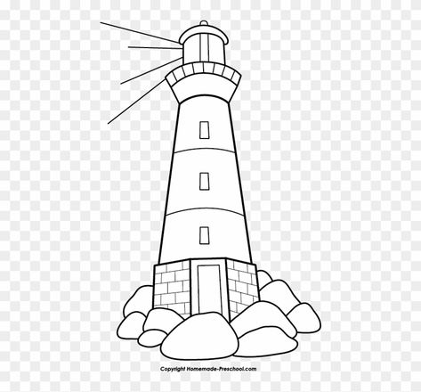 House Clipart Black And White, Lighthouse Clipart, Rock Beach, House Clipart, White Png, Clipart Black And White, Light House, Png Download, Transparent Png