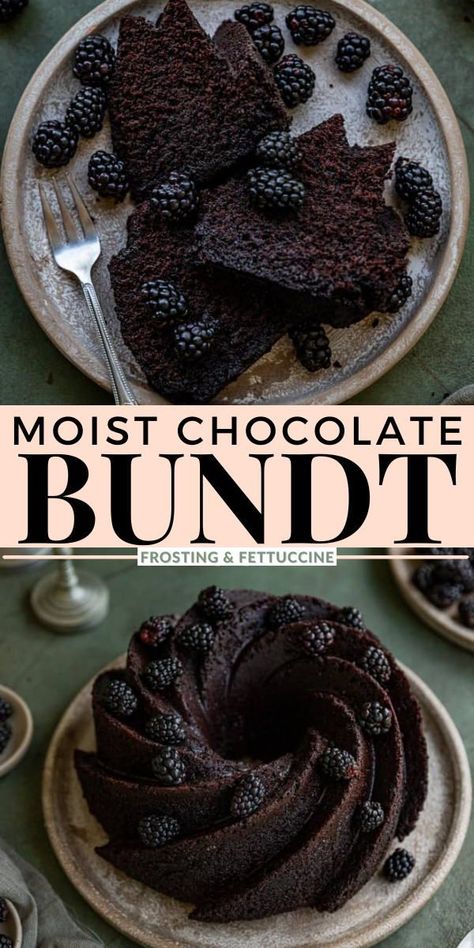 If you love chocolate cake, you’ll love this Moist Chocolate Bundt Cake Recipe! It’s the best chocolate bundt cake you’ll ever taste, and it’s made from scratch with simple baking ingredients. It’s moist, chocolatey, and absolutely delicious for special occasions or any time of the year! Dark Chocolate Bundt Cake Recipes, Mini Chocolate Bundt Cake Recipe, Moist Chocolate Bundt Cake Recipe, Bundt Cake Recipes Chocolate, Moist Chocolate Bundt Cake, Best Chocolate Bundt Cake, Bunt Cake Recipe, Dark Chocolate Cake Recipes, Easy Bundt Cake Recipes