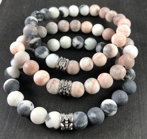 Pink Zebra Jasper Bracelet Black Zebra Jasper Bracelet | Etsy Pink Zebra Jasper, Black Onyx Bracelet, Zebra Jasper, Amethyst Healing, Jasper Bracelet, Pink Round, Crystal Healing Bracelets, Onyx Bracelet, Gemstone Beaded Bracelets