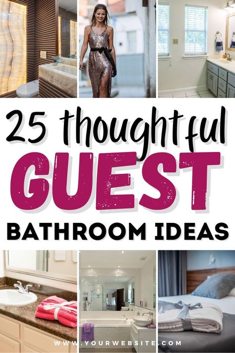 Are you looking for guest bathroom ideas to be a thoughtful host? This post shares 25 guest bathroom ideas that you can use to create a guest bathroom that people will love. Ideas include things like a full-sized mirror and soft fluffy towels. Also sharing small guest bathroom ideas, elegant guest bathroom ideas, and guest bathroom decor. Cute Guest Bathroom Decor, Stock Guest Bathroom, Small Guest Bathrooms, Bathroom Ideas Elegant, Toiletries List, Small Guest Bathroom, Small Guest Bathroom Ideas, Guest Bathroom Ideas, Spare Bathroom