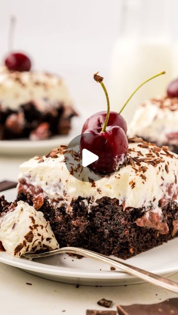 Courtney Rich on Instagram: "A classic with a twist!

Black Forest Poke Cake with whipped mascarpone frosting 😋

Comment below for the recipe!

#cakebycourtney" Black Forest Poke Cake Recipe, Black Forest Poke Cake, Whipped Mascarpone, Black Forest Cake Recipe, German Cooking, Cherry Compote, Mascarpone Frosting, Cake Delicious, Poke Cakes