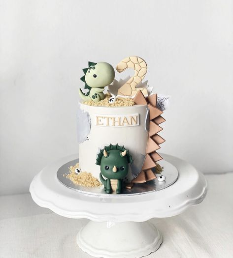 Neutral Dinosaur Cake, Dino 1st Birthday Cake, Two Rex Cake, 1st Bday Cake Ideas, Three Rex Birthday Cake, Dino Smash Cake, Dinosaur Birthday Cake Ideas, Simple Dinosaur Cake, Dino Theme Cake