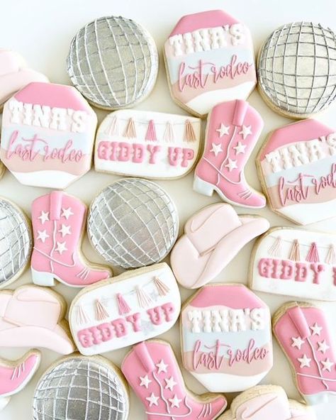 Western Cookies, Dolly Parton Birthday, Cowgirl Cookies, Last Rodeo Bachelorette, Rodeo Bachelorette, Bachelorette Cookies, Rodeo Birthday Parties, Last Rodeo, Western Birthday Party