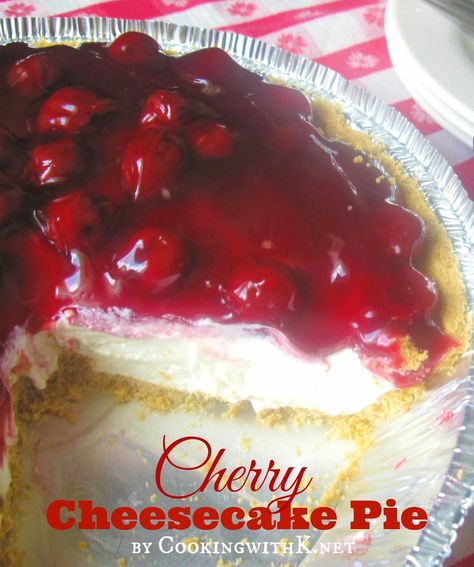 A Southern July 4th Tradition! Mother's Cherry Cheesecake Pie {Granny's Recipe} Cherry Cheesecake Pie, Cherry Cream Cheese Pie, Cream Cheese Pie Recipes, Cheese Pie Recipe, Lemon Icebox Pie, No Bake Cherry Cheesecake, Icebox Pie, Cream Cheese Pie, Cheesecake Pie