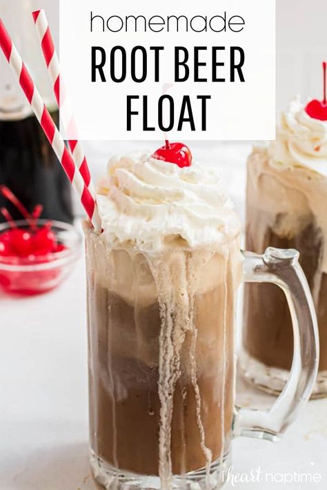 Rootbeer Float Bar Parties, Interesting Deserts, Dorm Activities, Alcoholic Root Beer Float, Root Beer Float Recipe, Camping Desert, Restaurant Makeover, Beverages Recipes, Homemade Rootbeer