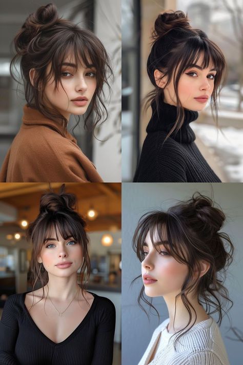 Long Hair With Bangs, Messy Hair, 짧은 머리, Asian Hair, Trendy Short Hair Styles, Medium Length Hair Cuts, Hair Dos, Hair Updos, Hair Day