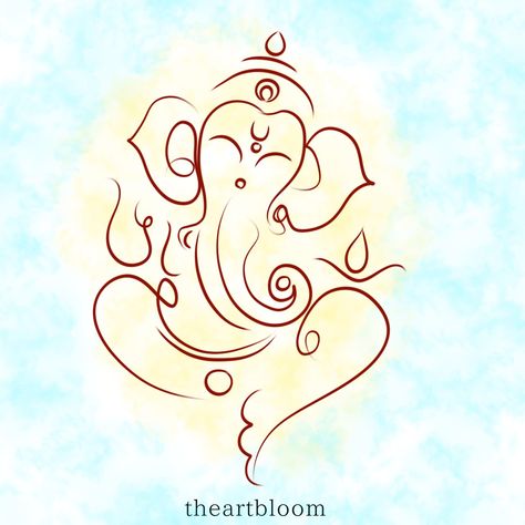 Ganesh Ji Simple Drawing, Ganesh Line Drawing, Ganesha Line Drawing, Ganesh Line Art, Ganesha Line Art, Ganesh Tattoos, Ganesha Illustration, Toys Template, Floral Illustration Vintage