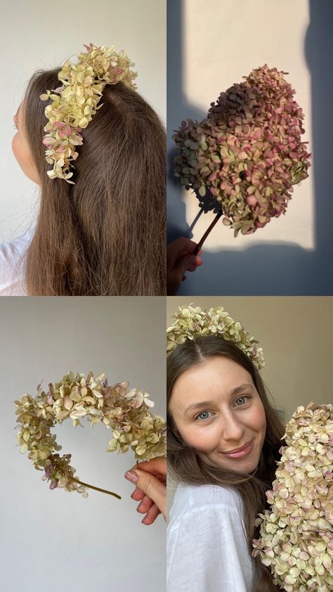 Dried Floral Headpiece, Fabric Flower Crown, Dried Flower Headpiece, Diy Fake Flower Crown, Hydrangea Crown, Floral Crown Diy, Dried Flower Headband, Hydrangea Flower Crown, Drop Waist Wedding Dress