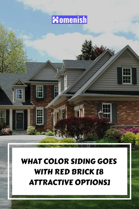 The classic look of red brick can be refreshed with the right siding color. This article introduces eight attractive siding options that go well with red brick, helping you choose the perfect combination for your home. Gray House Red Brick, Grey House Red Brick, Dark Green Siding With Red Brick, Siding That Goes With Red Brick, Siding For Red Brick House, Board And Batten With Red Brick Exterior, Siding Color For Red Brick House, Red Brick House With Grey Siding, Best Siding Colors With Red Brick