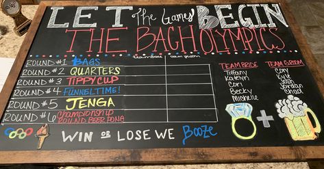 Wedding Party Olympics, Couples Bachelor And Bachelorette Party, Joined Bachelor And Bachelorette Party Ideas, Maid Of Honor Entrance Ideas, His And Her Bachelor Party Ideas, Co Bachelor Bachelorette Party Ideas, Bachelorette Beer Olympics Games, Bach Weekend Ideas, Combined Bachelor And Bachelorette Party