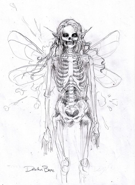 Skeleton Faerie Creepy Skeleton Drawing, Horror Tooth Fairy, Fairy Anatomy, Skeleton Fairy Tattoo, Weird Anatomy, Bone Fairy, Creepy Stickers, Faerie Tattoo, Skeleton Angel