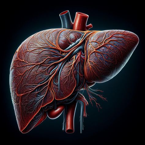 'Hepatic Harmony' is a digital artwork that offers a hyperrealistic portrayal of the human liver. The image highlights the liver's complex structure, including its lobes, blood vessels, and bile ducts, with exceptional clarity and detail. Ideal for hepatologists, medical students, or anyone interested in hepatic health, this artwork combines anatomical precision with visual beauty. It's an insightful educational tool and a striking work of art, perfect for any medical or academic setting, or for Liver Anatomy, Medical Artwork, Hospital Logo, Medical Animation, Human Liver, Inside Art, Bile Duct, Audience Engagement, Anatomical Heart