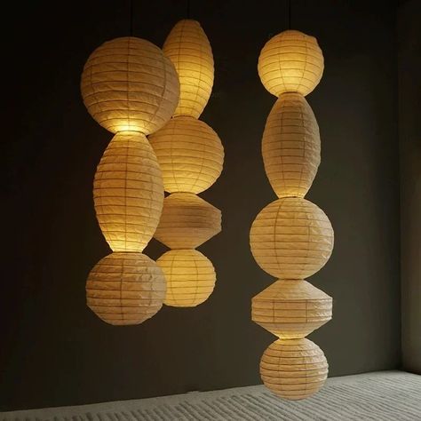 Japanese Rice Paper Pendant Lights Wabi Sabi Living Room Bedroom Loft Home Decor Chandelier Bedside Stair Hanging Lamp Fixture - AliExpress 39 Paper Lantern Pendant, Wabi Sabi Living Room, Loft Home, Wooden Lampshade, Loft House, Bed In Living Room, Paper Lantern, Creative Living, Lantern Pendant