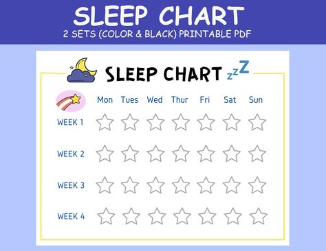 A cut printable sleeping chart is made for your kids to build strong sleep habits which result in effective sleep training. 🌙 * The pdf file is print-compatible to 8.5 x 11 letter-size papers *This is a digital download. No physical product will be shipped ✔︎How to Purchase: - Add the listing to your cart, checkout, and purchase. - The file will be sent to your email address on record as soon as Etsy confirms payment. - You can also click on YOU from the menu bar at the top right, then select P Toddler Sleep Chart, Kids Charts, Bedtime Chart, Reward Chart Template, Sleep Chart, Toddler Reward Chart, Record Chart, Goal Charts, Chart For Kids