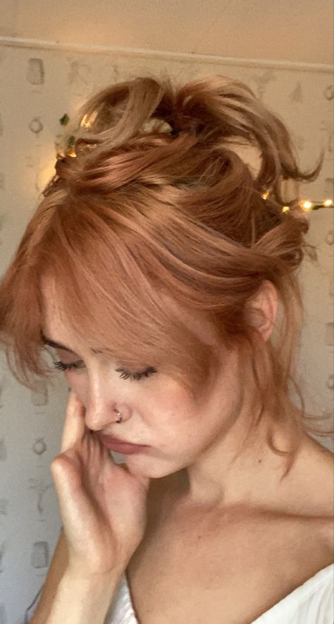 Faded Orange Hair, Light Orange Hair, Orange Blonde Hair, At Home Highlights, Diy Highlights, Red Hair Inspo, Writing Stuff, Orange Hair, Light Orange