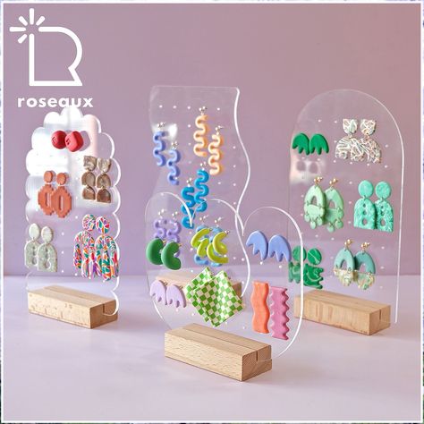 Find the perfect jewelry design piece to complete your look on Amazon. Cute Jewelry Organization, Acrylic Room Decor, Acrylic Earring Display, Acrylic Jewellery Design, Acrylic Earring Holder, Jewelry Stand Ideas, Acrylic Jewelry Organizer, Clay Earring Stand, Acrylic Jewelry Display