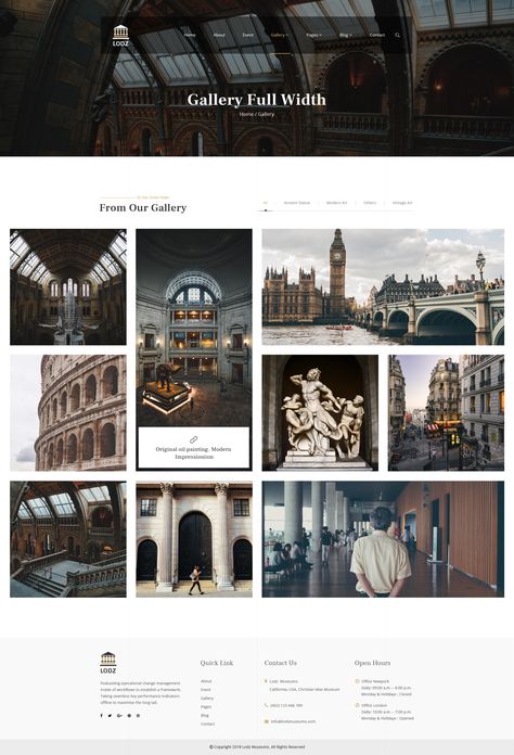 Gallery Website Design Web Layout, Museum Website Design Inspiration, Website Gallery Layout, Photo Gallery Website Design, Web Gallery Design, Gallery Page Design Website, Gallery Website Layout, Gallery Section Website Design, Image Gallery Web Design